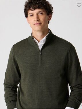 NWT! J Crew Factory - Merino Wool-Blend Quarter-Zip - Dark Green Moss - Small
